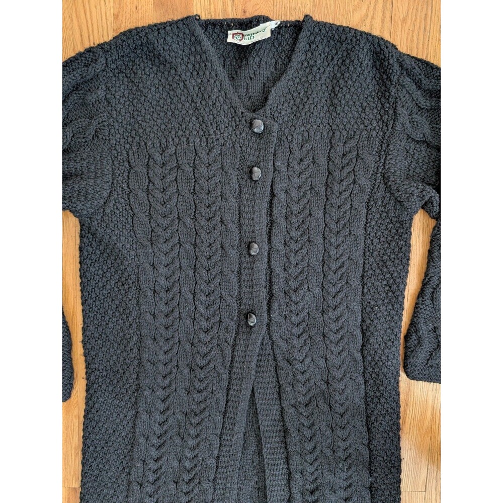 Country Club Womens Sweater Small Wool Ireland Long Duster Cable Knit Chunky - Picture 3 of 15